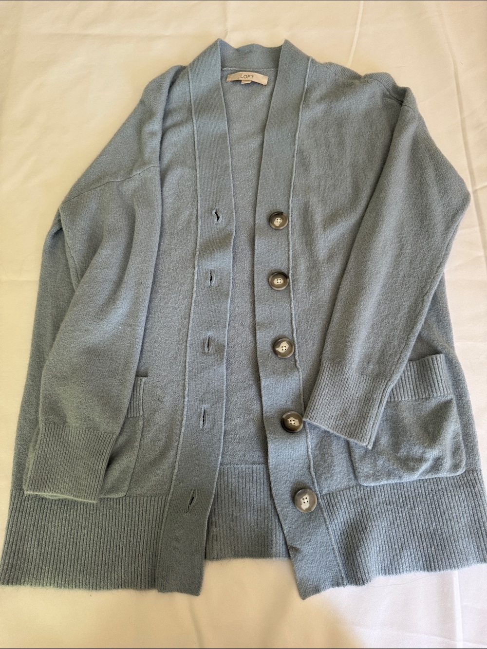 LOFT Men's Pale Blue Button-Front Cardigan